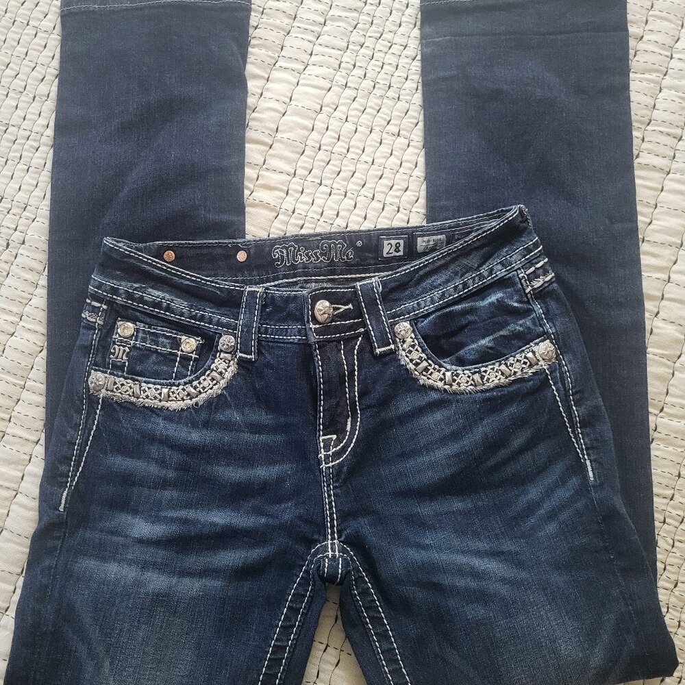 Miss Me Dark Blue Embellished Skinny Ankle Jeans - Picture 6 of 7